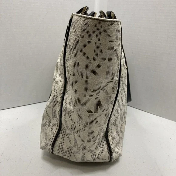 Michael Kors Harper MK‎ Signature Chain Tote Purse White/Blk With MK Wallet - Picture 12 of 16